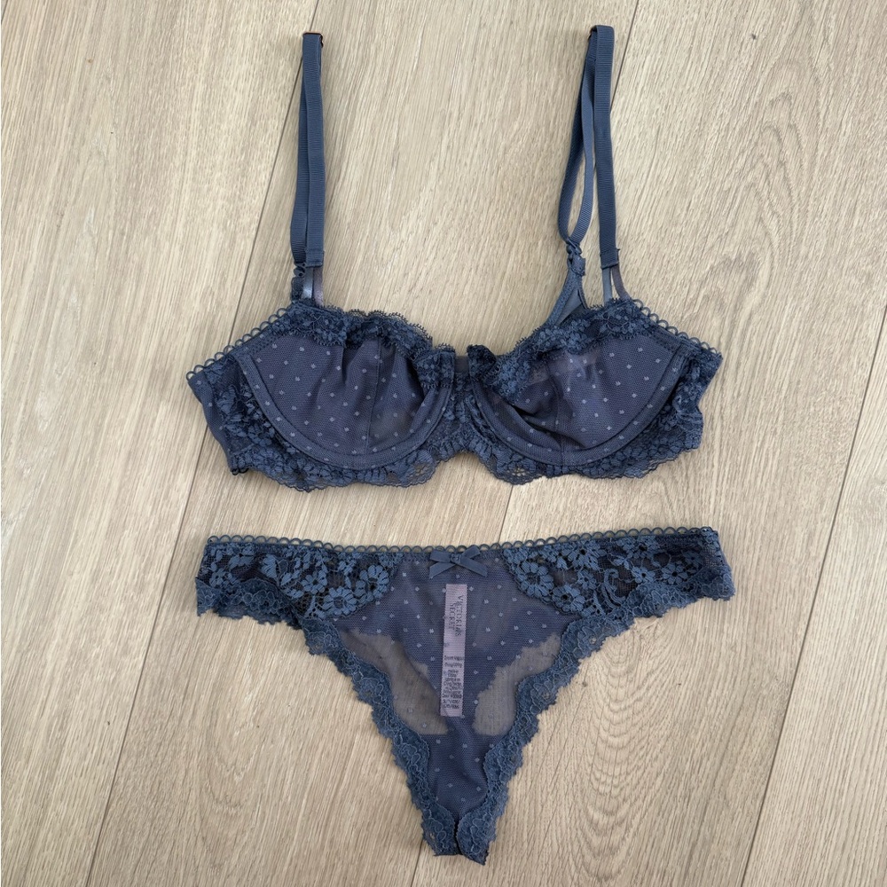 NWOT Stone Blue Victoria’s Secret Wicked Dreams Bra And Thong Panty Set